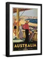 Australia Travel Poster, Beach-null-Framed Premium Giclee Print