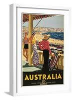 Australia Travel Poster, Beach-null-Framed Premium Giclee Print