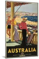 Australia Travel Poster, Beach-null-Mounted Premium Giclee Print