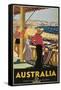 Australia Travel Poster, Beach-null-Framed Stretched Canvas