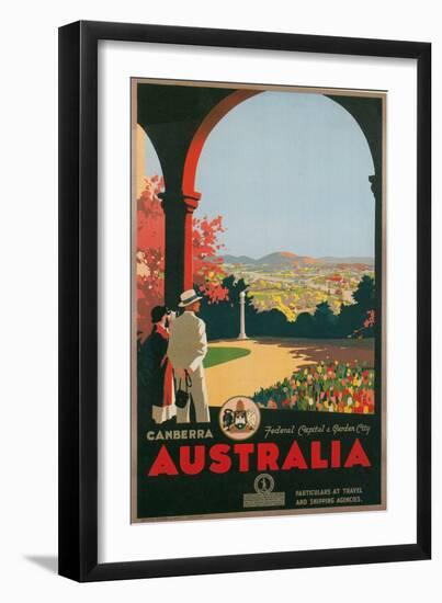 Australia Travel Poster, Canberra-null-Framed Art Print