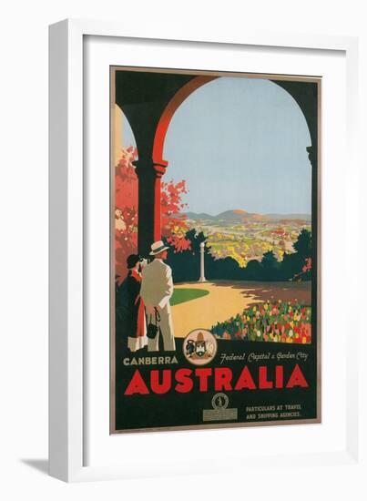 Australia Travel Poster, Canberra-null-Framed Art Print