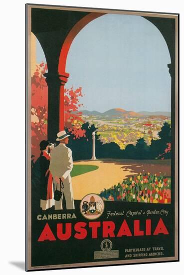 Australia Travel Poster, Canberra-null-Mounted Art Print