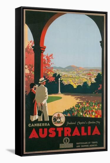 Australia Travel Poster, Canberra-null-Framed Stretched Canvas