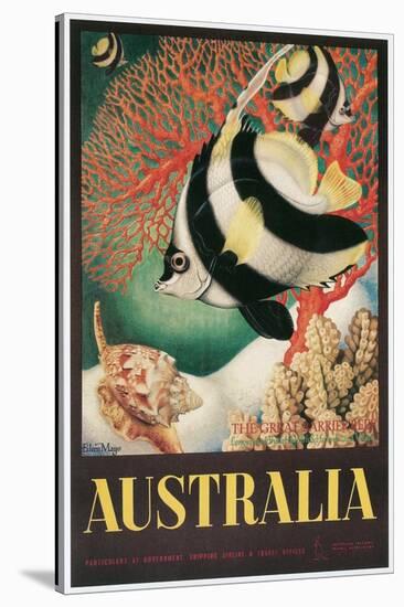 Australia Travel Poster, Great Barrier Reef-null-Stretched Canvas