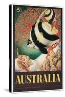 Australia Travel Poster, Great Barrier Reef-null-Stretched Canvas