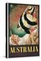 Australia Travel Poster, Great Barrier Reef-null-Stretched Canvas