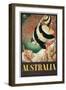 Australia Travel Poster, Great Barrier Reef-null-Framed Art Print