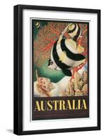 Australia Travel Poster, Great Barrier Reef-null-Framed Art Print