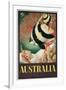 Australia Travel Poster, Great Barrier Reef-null-Framed Art Print