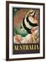 Australia Travel Poster, Great Barrier Reef-null-Framed Art Print