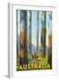 Australia Travel Poster, Gum Trees-null-Framed Art Print