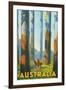 Australia Travel Poster, Gum Trees-null-Framed Art Print