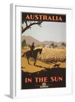 Australia Travel Poster, Sheep-null-Framed Art Print
