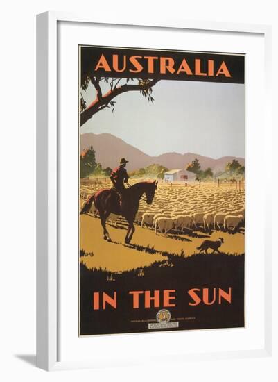 Australia Travel Poster, Sheep-null-Framed Art Print