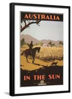 Australia Travel Poster, Sheep-null-Framed Art Print