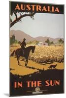 Australia Travel Poster, Sheep-null-Mounted Art Print