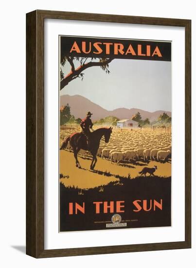 Australia Travel Poster, Sheep-null-Framed Art Print