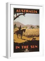 Australia Travel Poster, Sheep-null-Framed Art Print