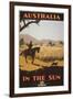 Australia Travel Poster, Sheep-null-Framed Art Print