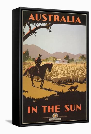 Australia Travel Poster, Sheep-null-Framed Stretched Canvas
