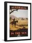 Australia Travel Poster, Sheep-null-Framed Premium Giclee Print