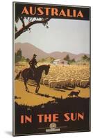 Australia Travel Poster, Sheep-null-Mounted Premium Giclee Print