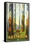 Australia Travel Poster, Trees-null-Framed Stretched Canvas
