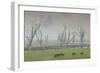 Australia, Victoria, Huon, Lake Hume with Forest Fire Smoke-Walter Bibikow-Framed Photographic Print