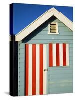 Australia, Victoria, Melbourne; Colourful Beach Hut at Brighton Beach-Andrew Watson-Stretched Canvas