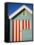 Australia, Victoria, Melbourne; Colourful Beach Hut at Brighton Beach-Andrew Watson-Framed Stretched Canvas