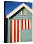 Australia, Victoria, Melbourne; Colourful Beach Hut at Brighton Beach-Andrew Watson-Stretched Canvas
