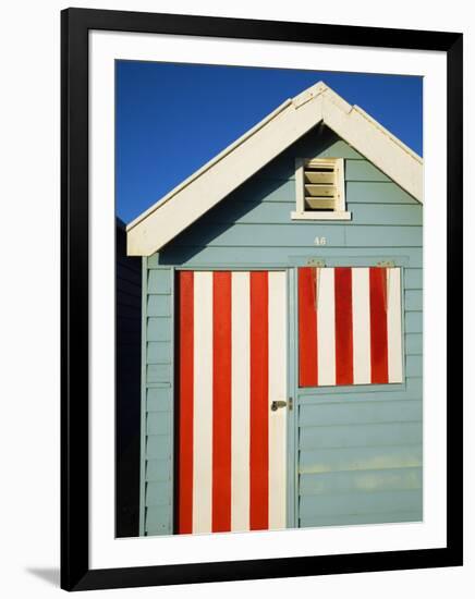 Australia, Victoria, Melbourne; Colourful Beach Hut at Brighton Beach-Andrew Watson-Framed Photographic Print