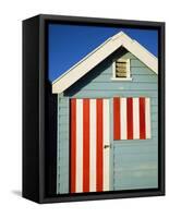 Australia, Victoria, Melbourne; Colourful Beach Hut at Brighton Beach-Andrew Watson-Framed Stretched Canvas