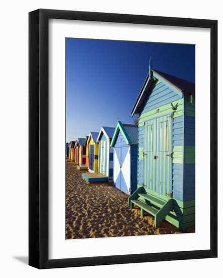 Australia, Victoria, Melbourne; Colourful Beach Huts at Brighton Beach-Andrew Watson-Framed Photographic Print