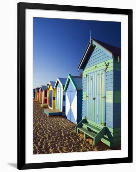 Australia, Victoria, Melbourne; Colourful Beach Huts at Brighton Beach-Andrew Watson-Framed Photographic Print