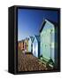 Australia, Victoria, Melbourne; Colourful Beach Huts at Brighton Beach-Andrew Watson-Framed Stretched Canvas