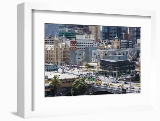 Australia, Victoria, Melbourne, Federation Square, Elevated View-Walter Bibikow-Framed Photographic Print