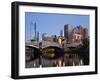 Australia, Victoria, Melbourne; Princes Bridge on the Yarra River, with the City Skyline at Dusk-Andrew Watson-Framed Photographic Print