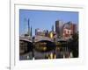 Australia, Victoria, Melbourne; Princes Bridge on the Yarra River, with the City Skyline at Dusk-Andrew Watson-Framed Photographic Print