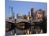 Australia, Victoria, Melbourne; Princes Bridge on the Yarra River, with the City Skyline at Dusk-Andrew Watson-Mounted Photographic Print