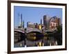 Australia, Victoria, Melbourne; Princes Bridge on the Yarra River, with the City Skyline at Dusk-Andrew Watson-Framed Photographic Print