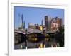 Australia, Victoria, Melbourne; Princes Bridge on the Yarra River, with the City Skyline at Dusk-Andrew Watson-Framed Photographic Print