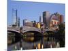 Australia, Victoria, Melbourne; Princes Bridge on the Yarra River, with the City Skyline at Dusk-Andrew Watson-Mounted Photographic Print