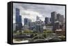 Australia, Victoria, Melbourne, Skyline Along the Yarra River-Walter Bibikow-Framed Stretched Canvas