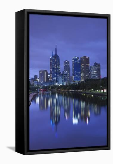 Australia, Victoria, Melbourne, Skyline Along Yarra River, Dawn-Walter Bibikow-Framed Stretched Canvas