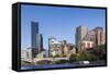 Australia, Victoria, Melbourne, Skyline from Yarra River-Walter Bibikow-Framed Stretched Canvas