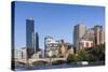 Australia, Victoria, Melbourne, Skyline from Yarra River-Walter Bibikow-Stretched Canvas