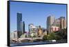 Australia, Victoria, Melbourne, Skyline from Yarra River-Walter Bibikow-Framed Stretched Canvas