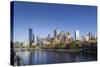 Australia, Victoria, Melbourne, Skyline from Yarra River-Walter Bibikow-Stretched Canvas